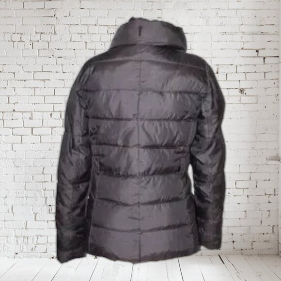 New York & Company Winter Jacket Gray Zip Front Pillow Collar No Belt - Picture 4 of 9